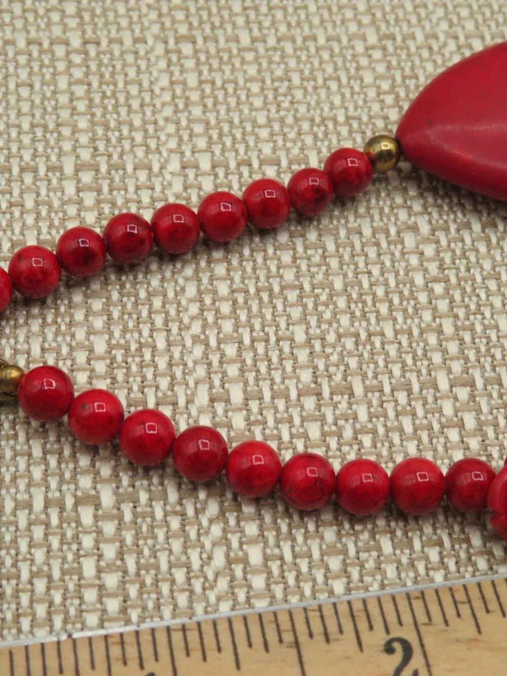 Red Rose and Large Tear Drop Beaded Statement Necklace